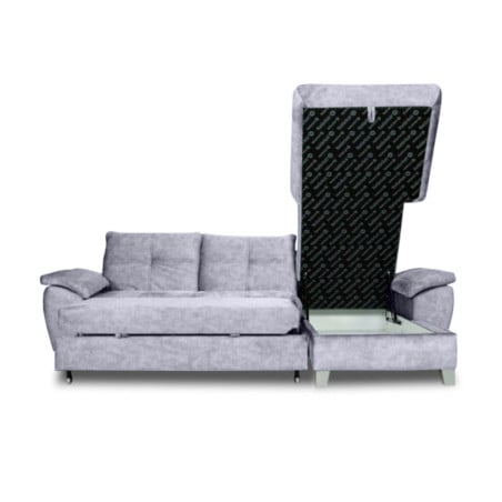Coltar Extensibil Cu Insula Dreapta Sevilia Lux, Lada Depozitare, 5 Locuri, Tetiere Reglabile, Gri Inchis, 272 Cm-01