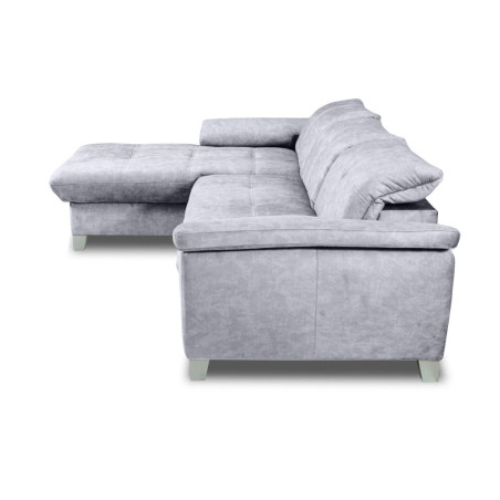 Coltar Extensibil Cu Insula Stanga Sevilia Lux, Lada Depozitare, 5 Locuri, Tetiere Reglabile, Gri Inchis 272 Cm-01