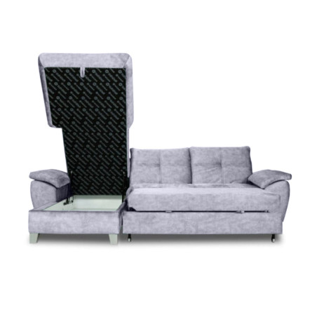 Coltar Extensibil Cu Insula Stanga Sevilia Lux, Lada Depozitare, 5 Locuri, Tetiere Reglabile, Gri Inchis 272 Cm-01