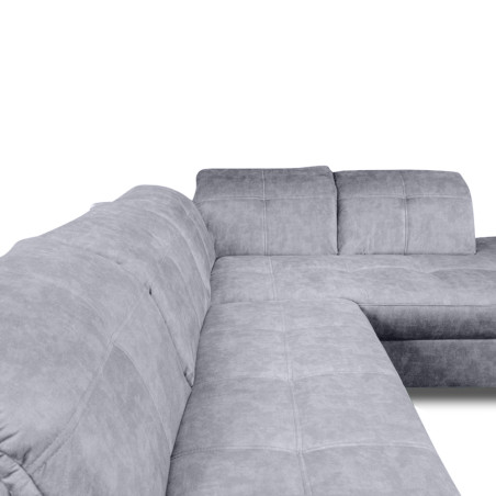 Coltar Extensibil Cu Otoman Mic Dreapta Sevilia Lux, Lada Depozitare, 5 Locuri, Tetiere Reglabile, Gri Inchis, 280 Cm-01