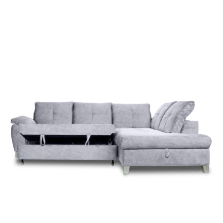 Coltar Extensibil Cu Otoman Mic Dreapta Sevilia Lux, Lada Depozitare, 5 Locuri, Tetiere Reglabile, Gri Inchis, 280 Cm-01