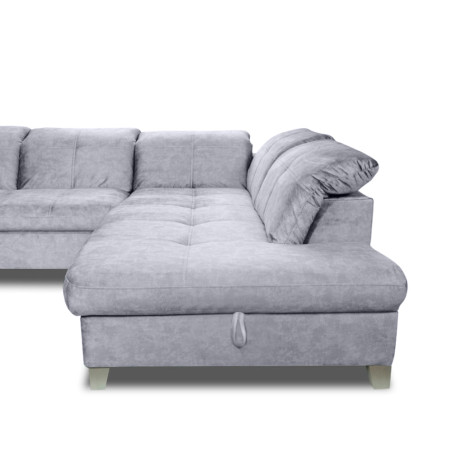 Coltar Extensibil Cu Otoman Mic Dreapta Sevilia Lux, Lada Depozitare, 5 Locuri, Tetiere Reglabile, Gri Inchis, 280 Cm-01
