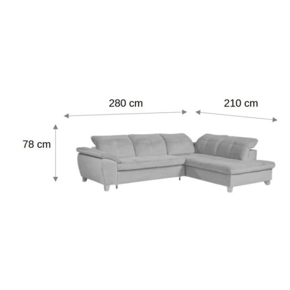 Coltar Extensibil Cu Otoman Mic 5 Locuri, Tetiere Reglabile, 280 Cm