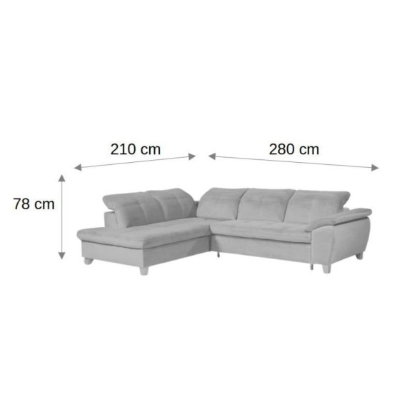 Coltar Extensibil Cu Otoman Mic 5 Locuri, Tetiere Reglabile, 280 Cm