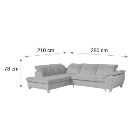 Coltar Extensibil Cu Otoman Mic 5 Locuri, Tetiere Reglabile, 280 Cm-01