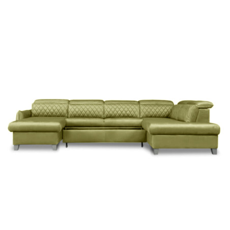 Coltar U Extensibil Tiago, Dreapta, 6 Locuri, Tetiere Reglabile, Verde Olive, 330 Cm-01