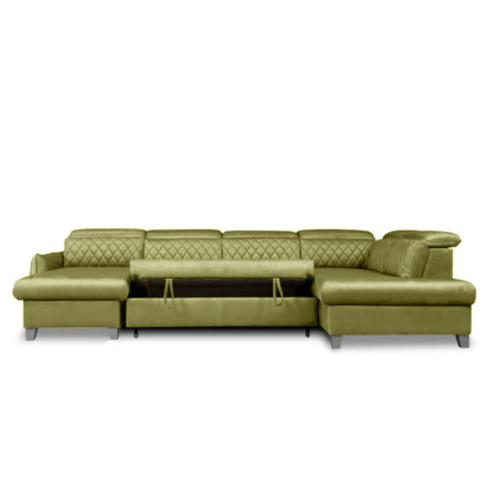 Coltar U Extensibil Tiago, Dreapta, 6 Locuri, Tetiere Reglabile, Verde Olive, 330 Cm-01