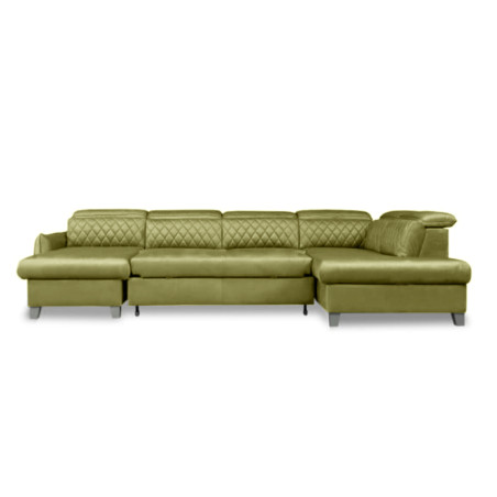 Coltar U Extensibil Tiago, Dreapta, 6 Locuri, Tetiere Reglabile, Verde Olive, 330 Cm-01