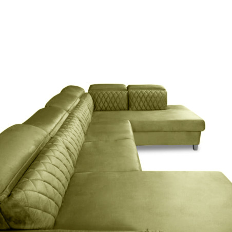 Coltar U Extensibil Tiago, Dreapta, 6 Locuri, Tetiere Reglabile, Verde Olive, 330 Cm-01