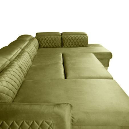 Coltar U Extensibil Tiago, Dreapta, 6 Locuri, Tetiere Reglabile, Verde Olive, 330 Cm-01