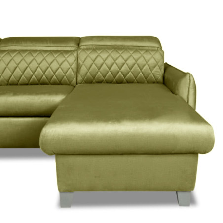 Coltar U Extensibil Tiago, Stanga, 6 Locuri, Tetiere Reglabile, Verde Olive, 330 Cm-01