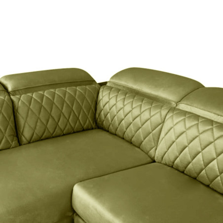 Coltar U Extensibil Tiago, Stanga, 6 Locuri, Tetiere Reglabile, Verde Olive, 330 Cm-01