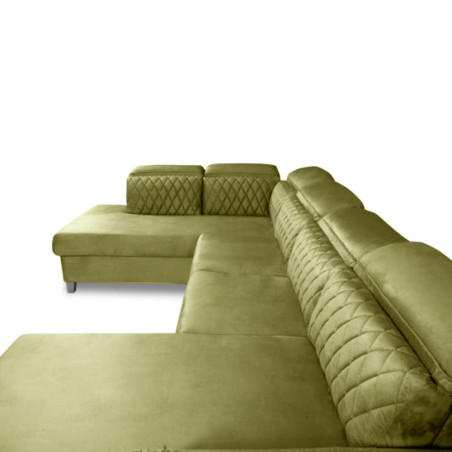 Coltar U Extensibil Tiago, Stanga, 6 Locuri, Tetiere Reglabile, Verde Olive, 330 Cm-01