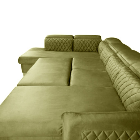 Coltar U Extensibil Tiago, Stanga, 6 Locuri, Tetiere Reglabile, Verde Olive, 330 Cm-01
