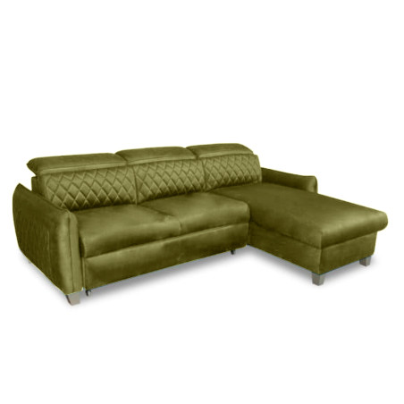 Coltar Extensibil Cu Insula Dreapta Tiago, 5 Locuri, Tetiere Reglabile, Verde Olive, 243 Cm-01