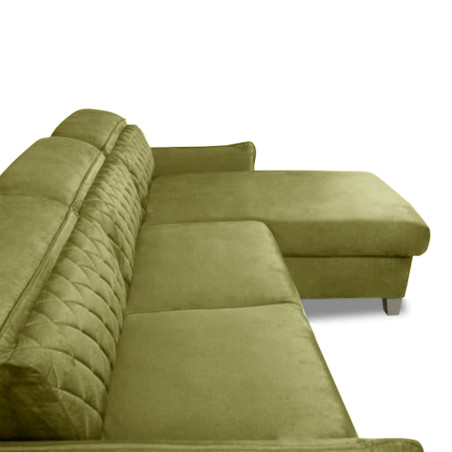 Coltar Extensibil Cu Insula Dreapta Tiago, 5 Locuri, Tetiere Reglabile, Verde Olive, 243 Cm-01