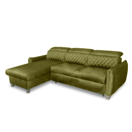 Coltar Extensibil Cu Insula Stanga Tiago, 5 Locuri, Tetiere Reglabile, Verde Olive, 243 Cm-01