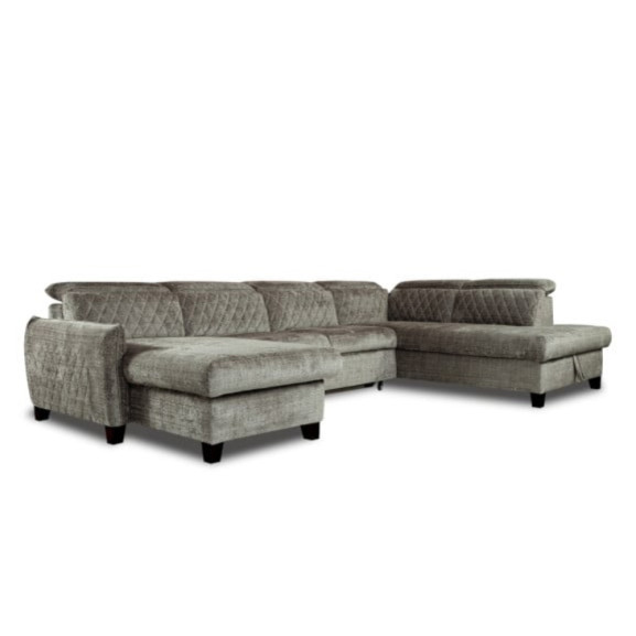 Coltar U Extensibil Tiago, Dreapta, Lada Depozitare, 6 Locuri, Tetiere Reglabile, Colonial  Si Maro, 330 Cm