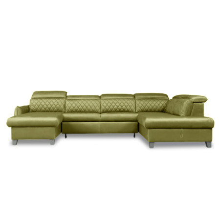 Coltar U Extensibil Tiago, Cu Lada, Dreapta, 6 Locuri, Tetiere Reglabile, Verde Olive, 330 Cm-01