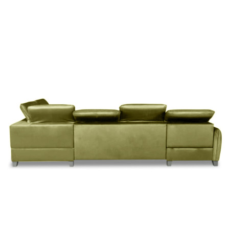 Coltar U Extensibil Tiago, Cu Lada, Dreapta, 6 Locuri, Tetiere Reglabile, Verde Olive, 330 Cm-01