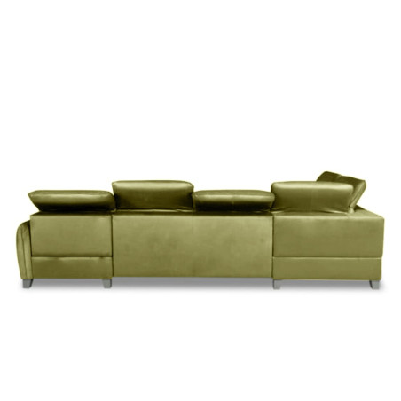 Coltar U Extensibil Tiago, Stanga, Cu Lada, 6 Locuri, Tetiere Reglabile, Negru, Verde Olive, 330 Cm-01