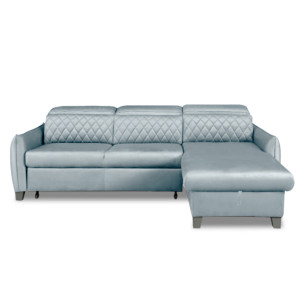 Coltar Extensibil Cu Insula Dreapta Cu Lada Tiago, 5 Locuri, Tetiere Reglabile, Gri, 243 Cm