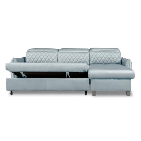 Coltar Extensibil Cu Insula Dreapta Cu Lada Tiago, 5 Locuri, Tetiere Reglabile, Albastru, Gri, 243 Cm-01
