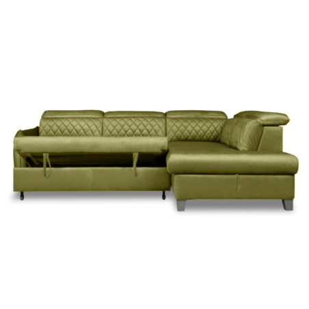 Coltar Extensibil Cu Otoman Dreapta Cu Lada Tiago, 5 Locuri, Tetiere Reglabile, Verde Olive, 255 Cm-01