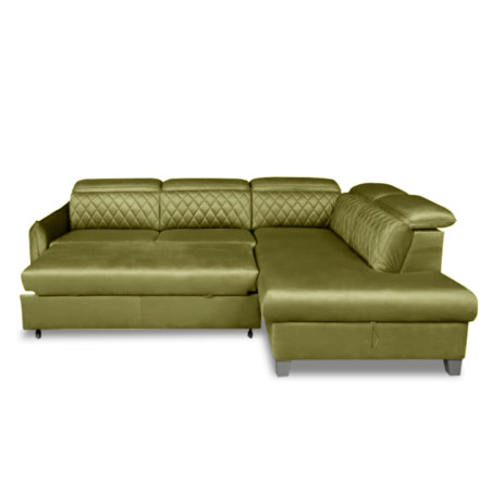 Coltar Extensibil Cu Otoman Dreapta Cu Lada Tiago, 5 Locuri, Tetiere Reglabile, Verde Olive, 255 Cm-01