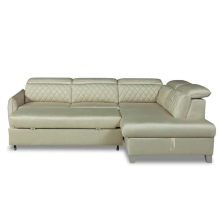 Coltar Extensibil Cu Otoman Dreapta Cu Lada Tiago, 5 Locuri, Tetiere Reglabile, Crem, 255 Cm-01