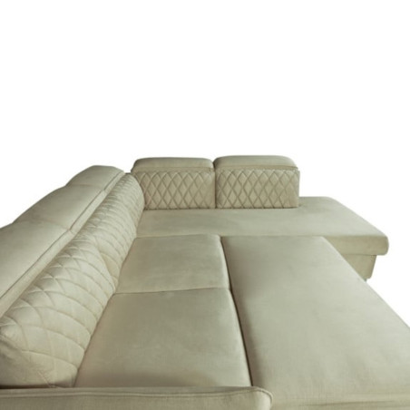 Coltar Extensibil Cu Otoman Dreapta Cu Lada Tiago, 5 Locuri, Tetiere Reglabile, Crem, 255 Cm-01