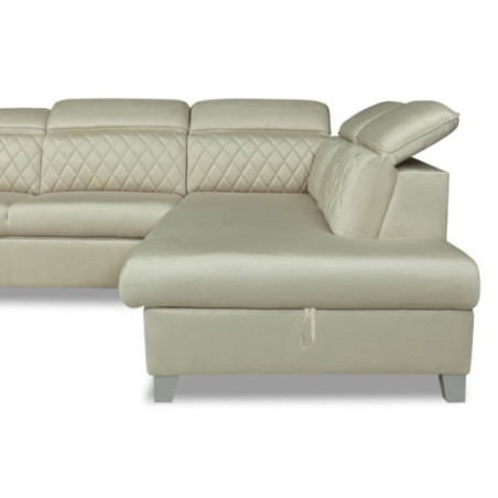 Coltar Extensibil Cu Otoman Dreapta Cu Lada Tiago, 5 Locuri, Tetiere Reglabile, Crem, 255 Cm-01