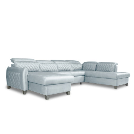 Coltar U Extensibil Tiago, Dreapta, 6 Locuri, Tetiere Reglabile, Gri, 330 Cm-01