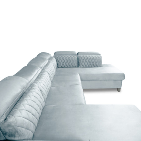 Coltar U Extensibil Tiago, Dreapta, 6 Locuri, Tetiere Reglabile, Gri, 330 Cm-01