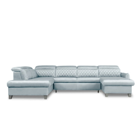 Coltar U Extensibil Tiago, Stanga, 6 Locuri, Tetiere Reglabile, Gri, 330 Cm-01