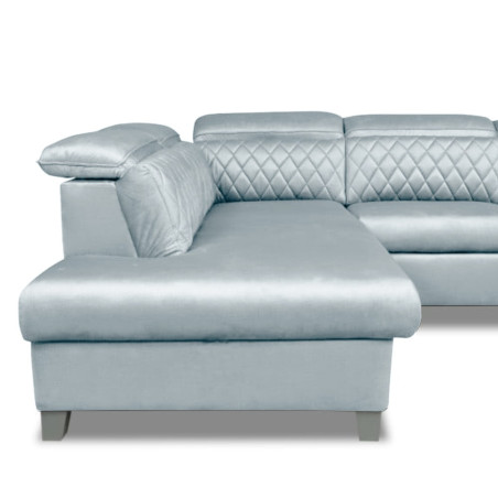 Coltar U Extensibil Tiago, Stanga, 6 Locuri, Tetiere Reglabile, Gri, 330 Cm-01