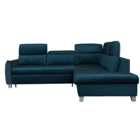 Coltar Extensibil Cu Otoman Dreapta Tiago, 5 Locuri, Tetiere Reglabile, Albastru, 255 Cm-01