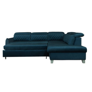 Coltar Extensibil Cu Otoman Dreapta Tiago, 5 Locuri, Tetiere Reglabile, Albastru, 255 Cm