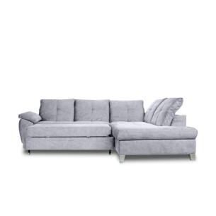 Coltar Extensibil Sevilia Cu Otoman Mic 5 Locuri, Tetiere Reglabile, 280 Cm - Gri inchis
