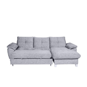 Coltar Extensibil Cu Insula Sevilia Lux, 5 Locuri, Tetiere Reglabile, 272 Cm - Gri inchis