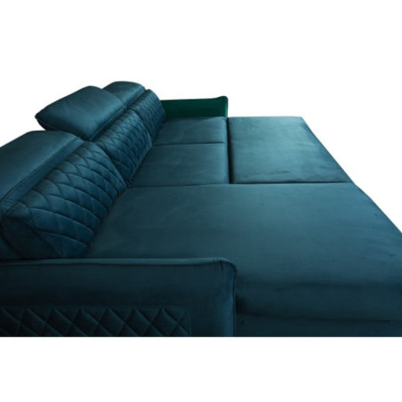 Coltar Extensibil Cu Insula Stanga Cu Lada Tiago, 5 Locuri, Tetiere Reglabile, Albastru, 243 Cm-01