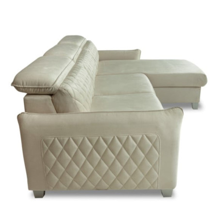 Coltar Extensibil Cu Insula Dreapta Cu Lada Tiago, 5 Locuri, Tetiere Reglabile, Crem, 243 Cm-01