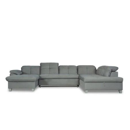 Coltar U Extensibil Sevilia Lux, Dreapta, Lada Depozitare, 6 Locuri, Tetiere Reglabile, Gri, 355 Cm-01