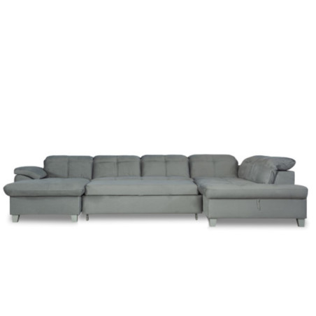 Coltar U Extensibil Sevilia Lux, Dreapta, Lada Depozitare, 6 Locuri, Tetiere Reglabile, Gri, 355 Cm-01