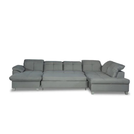 Coltar U Extensibil Sevilia Lux, Dreapta, Lada Depozitare, 6 Locuri, Tetiere Reglabile, Gri, 355 Cm-01