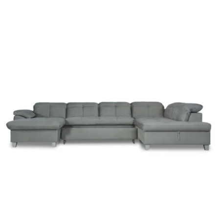 Coltar U Extensibil Sevilia Lux, Dreapta, Lada Depozitare, 6 Locuri, Tetiere Reglabile, Gri, 355 Cm-01