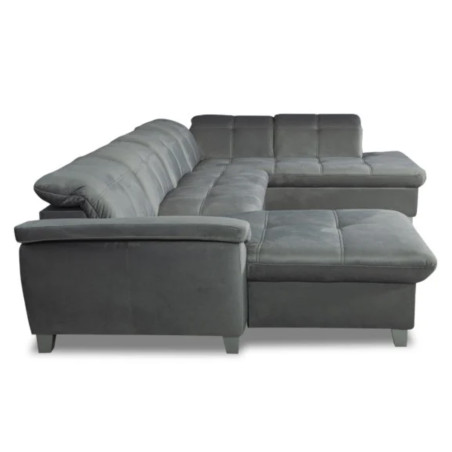 Coltar U Extensibil Sevilia Lux, Dreapta, Lada Depozitare, 6 Locuri, Tetiere Reglabile, Gri, 355 Cm-01