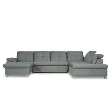Coltar U Extensibil Sevilia Lux, Dreapta, Lada Depozitare, 6 Locuri, Tetiere Reglabile, Gri, 355 Cm-01