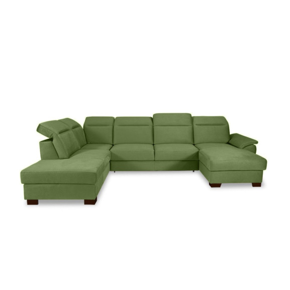 Coltar U Extensibil Cu Lada Dax, Stanga, Tetiere Reglabile, Verde, 375 Cm
