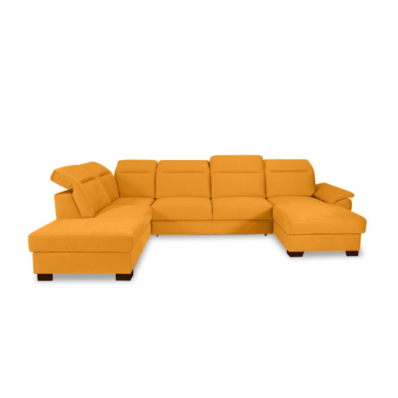 Coltar U Extensibil Cu Lada Dax, Stanga, Tetiere Reglabile, Galben, 375 Cm
